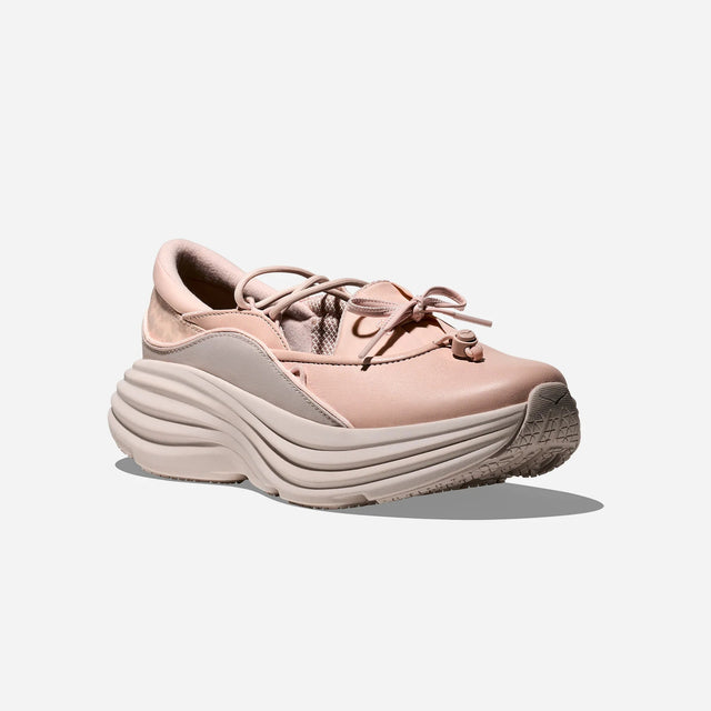 Hoka WMNS Bondi Mary Jane - Beech Wood/Stucco-Preorder Item-Navy Selected Shop