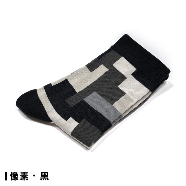 方塊 Blocks - 像素 Pixel - Made in Taiwan-socks-Navy Selected Shop