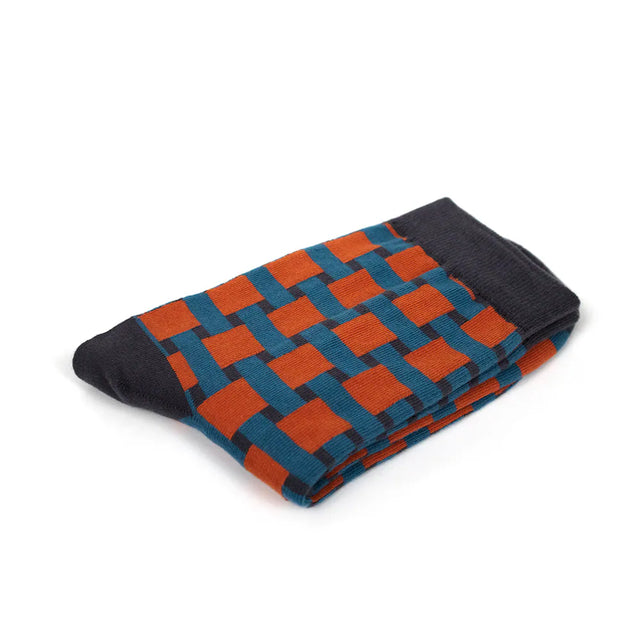 交織 Weaving - 橘藍 Orange Blue - Made in Taiwan-socks-Navy Selected Shop