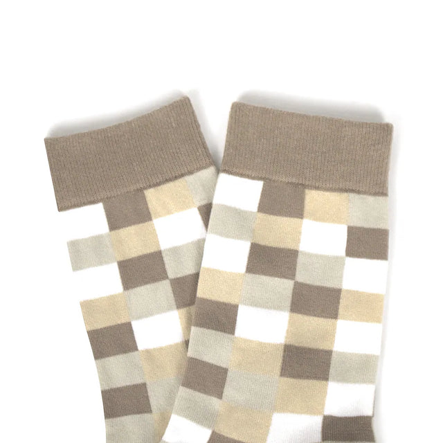 馬賽克磚 Mosaic - 米 Beige - Made in Taiwan-socks-Navy Selected Shop