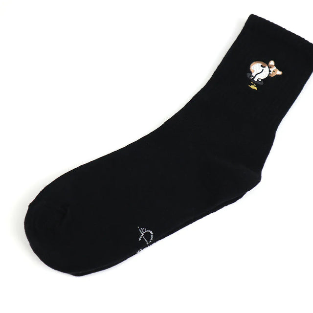 蠢萌狗 Stupid Cute Dog - 柯基 Corgi - Made in Taiwan-socks-Navy Selected Shop