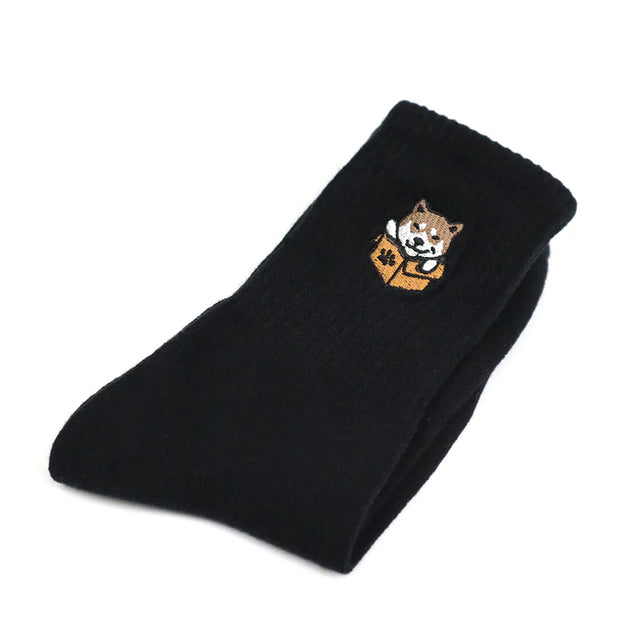 蠢萌狗 Stupid Cute Dog - 柴犬 Shiba Inu - Made in Taiwan-socks-Navy Selected Shop