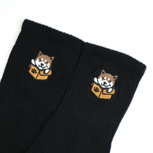 蠢萌狗 Stupid Cute Dog - 柴犬 Shiba Inu - Made in Taiwan-socks-Navy Selected Shop