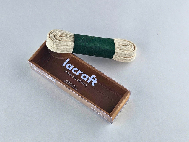 Lacraft 米白色雙層全棉鞋帶 - Creamy "Made in Japan"-Shoelaces-Navy Selected Shop