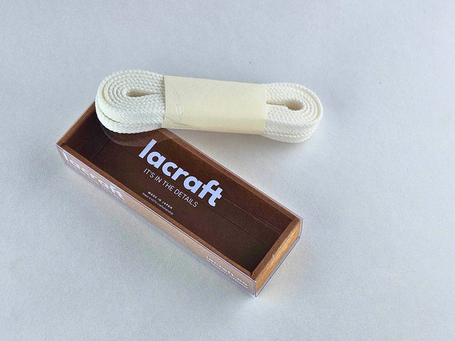 Lacraft 白色雙層全棉鞋帶 - Solid "Made in Japan"-Shoelaces-Navy Selected Shop