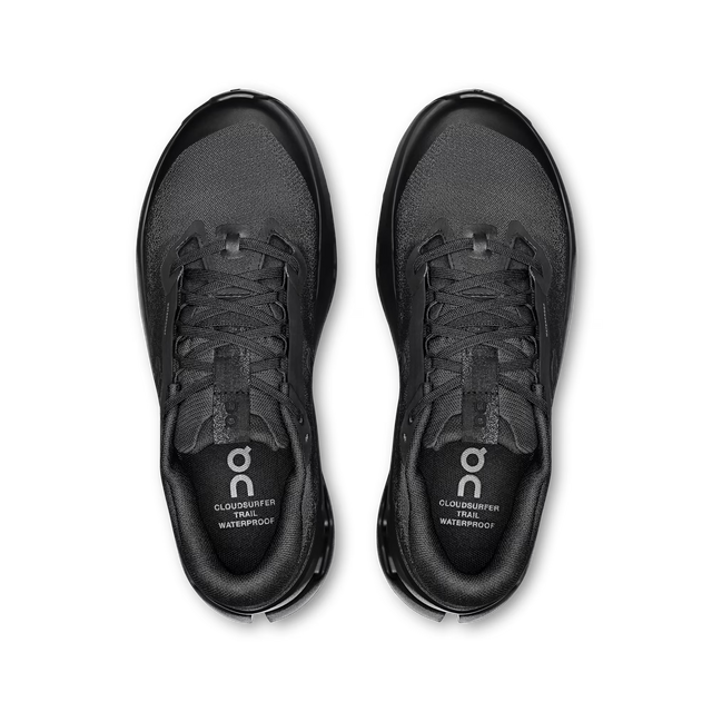 On WMNS Cloudsurfer Trail 2 Waterproof - Black/Black
