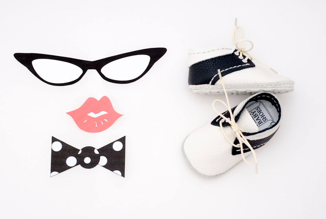 First Baby Shoes SUSU model - Black/White "Made in Poland"-Baby Shoes-Navy Selected Shop