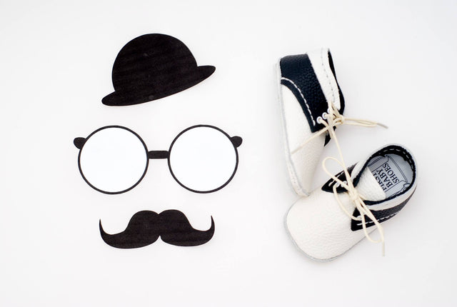 First Baby Shoes SUSU model - Black/White "Made in Poland"-Baby Shoes-Navy Selected Shop