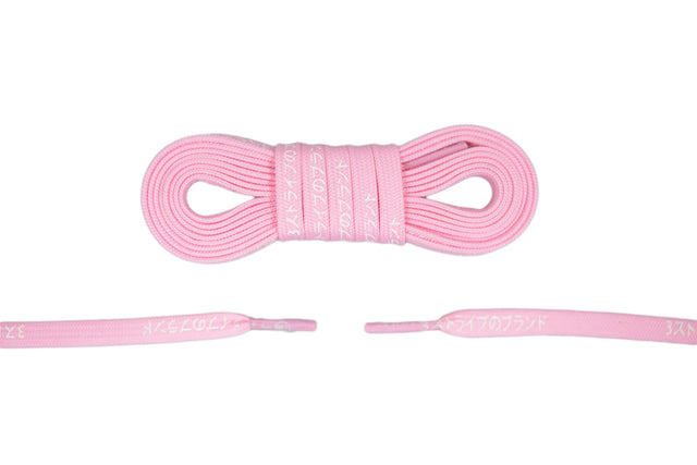 Aholic Japanese Word Shoelaces (三葉日字鞋帶) - Pink/White (粉白)-Shoelaces-Navy Selected Shop