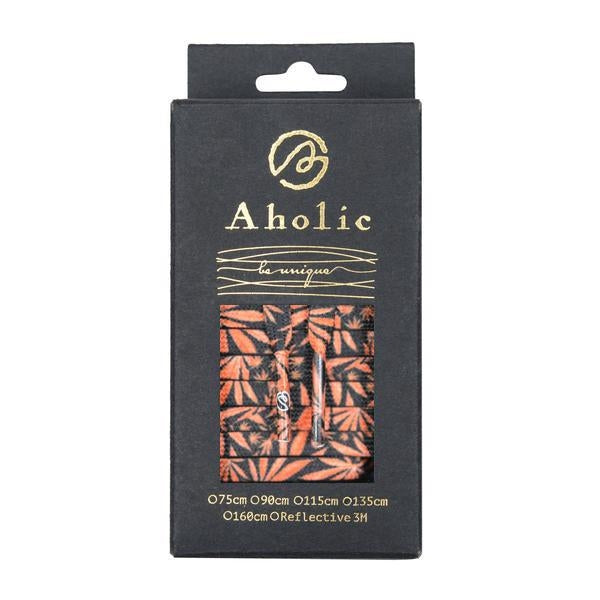Aholic Hemp Pattern Shoelaces (大麻葉鞋帶) - Black/Orange (黑橙)-Shoelaces-Navy Selected Shop