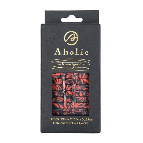 Aholic Hemp Pattern Shoelaces (大麻葉鞋帶) - Black/Red (黑紅)-Shoelaces-Navy Selected Shop