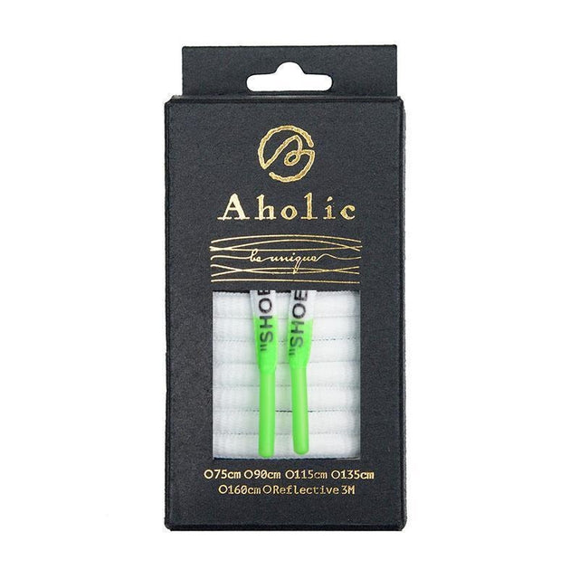 Aholic "Shoelaces" Wording Shoelaces (文字半圓鞋帶) - White/Green (白/綠)-Shoelaces-Navy Selected Shop