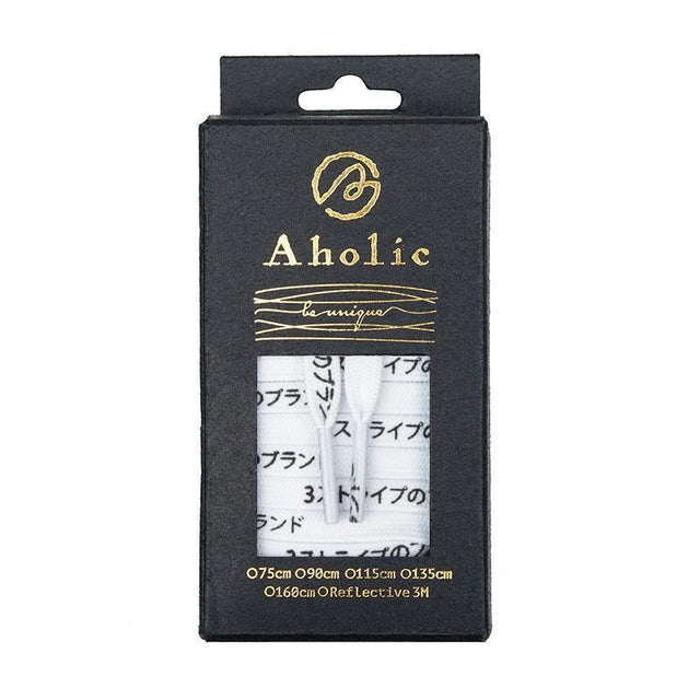 Aholic Japanese Word Shoelaces (三葉日字鞋帶) - White/Black (白黑)-Shoelaces-Navy Selected Shop