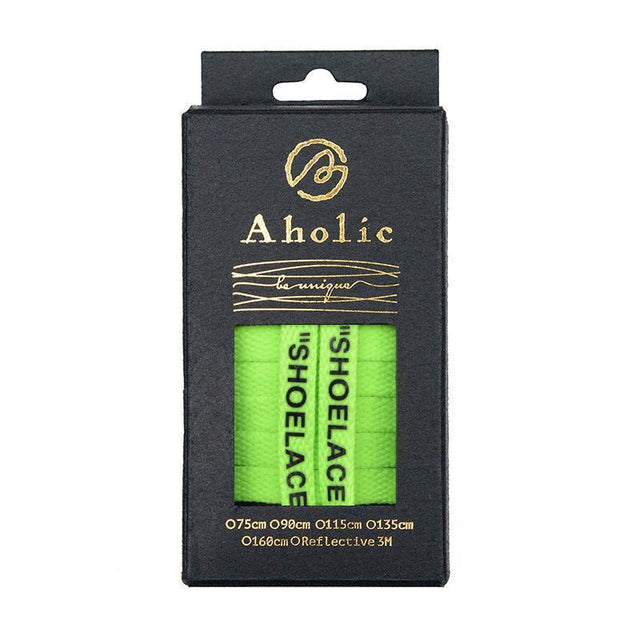 Aholic "Shoelaces" Wording Flat Shoelaces (文字偏鞋帶) - Green (綠)-Shoelaces-Navy Selected Shop