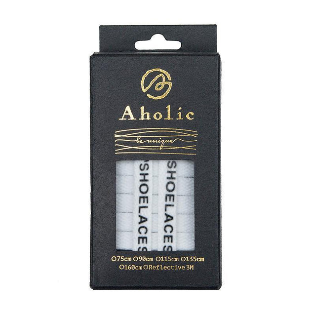 Aholic "Shoelaces" Wording Flat Shoelaces (文字偏鞋帶) - White (白)-Shoelaces-Navy Selected Shop