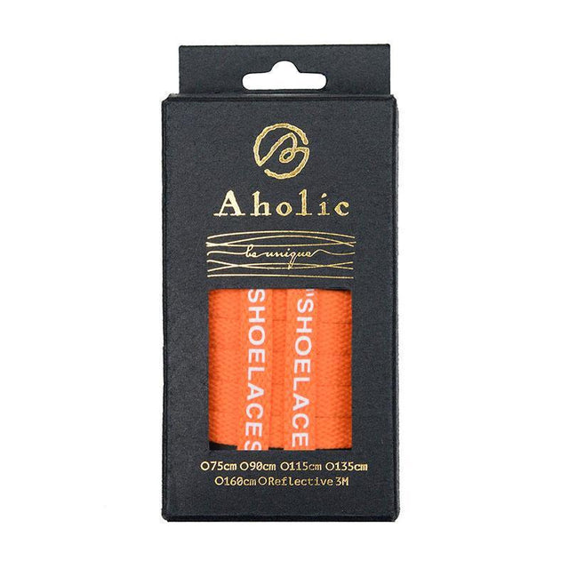 Aholic "Shoelaces" Wording Flat Shoelaces (文字偏鞋帶) - Orange (橙)-Shoelaces-Navy Selected Shop