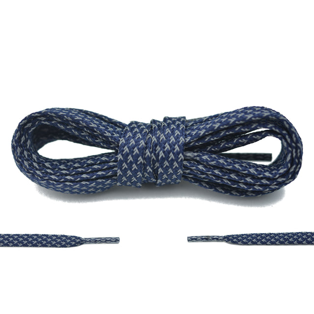Aholic 3m Reflective Flat Shoelaces (3M反光扁鞋帶) - Navy Chidori (海軍藍千鳥)-Shoelaces-Navy Selected Shop