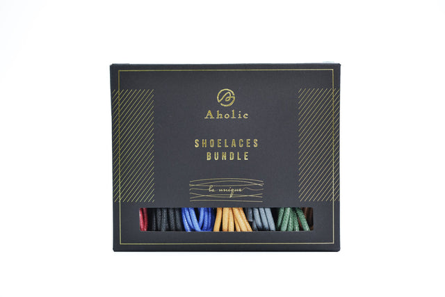 Aholic Anti-Stain Waxed Shoelaces Bundle (上蠟抗污皮鞋鞋帶組合) - 7 Colors (7色)-Shoelaces-Navy Selected Shop