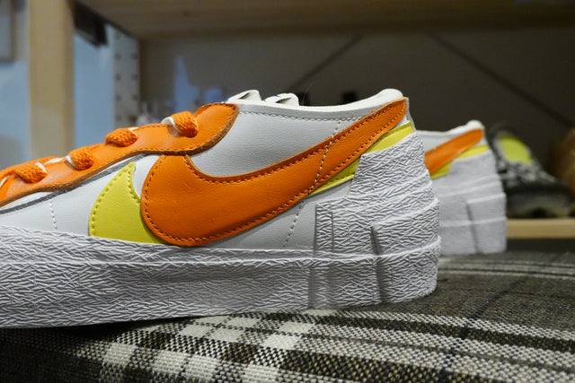 Sacai x Nike Blazer Low - White/Magma Orange-Sneakers-Navy Selected Shop