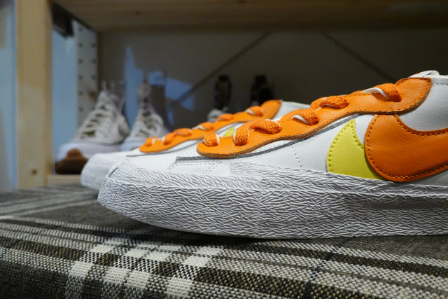 Sacai x Nike Blazer Low - White/Magma Orange-Sneakers-Navy Selected Shop