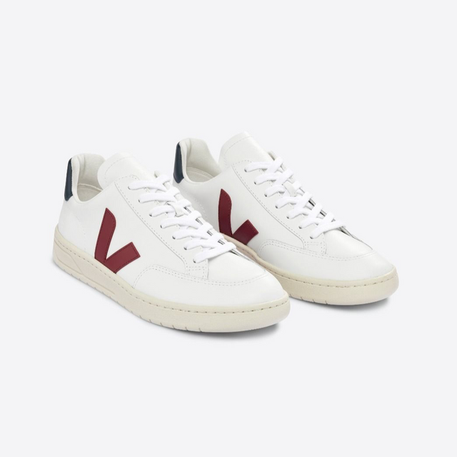 Veja V-12 Leather - White Marsala Nautico-Preorder Item-Navy Selected Shop