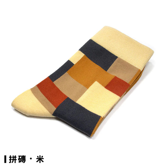 方塊 Blocks - 拼磚 Brick - Made in Taiwan-socks-Navy Selected Shop