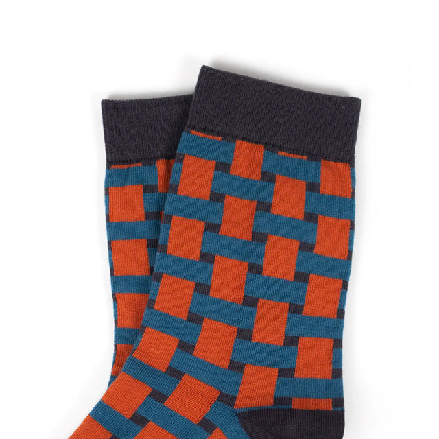 交織 Weaving - 橘藍 Orange Blue - Made in Taiwan-socks-Navy Selected Shop