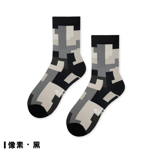 方塊 Blocks - 像素 Pixel - Made in Taiwan-socks-Navy Selected Shop