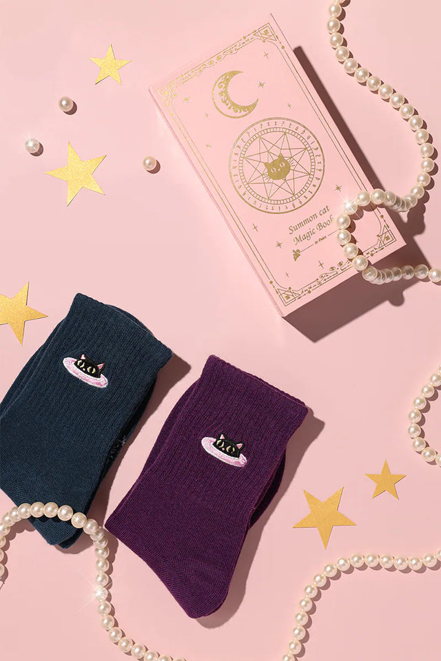 召喚貓咪 Summon Cat - 暗夜紫 Purple - Made in Taiwan-socks-Navy Selected Shop