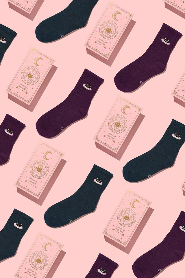 召喚貓咪 Summon Cat - 暗夜紫 Purple - Made in Taiwan-socks-Navy Selected Shop