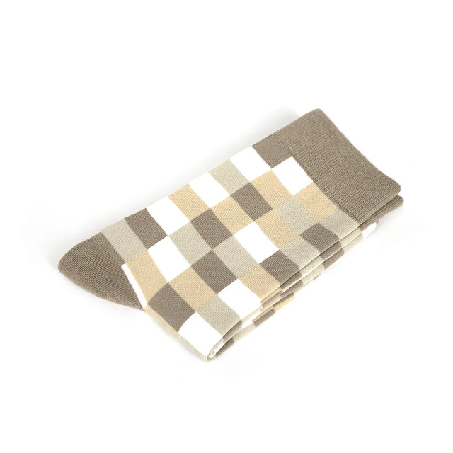 馬賽克磚 Mosaic - 米 Beige - Made in Taiwan-socks-Navy Selected Shop