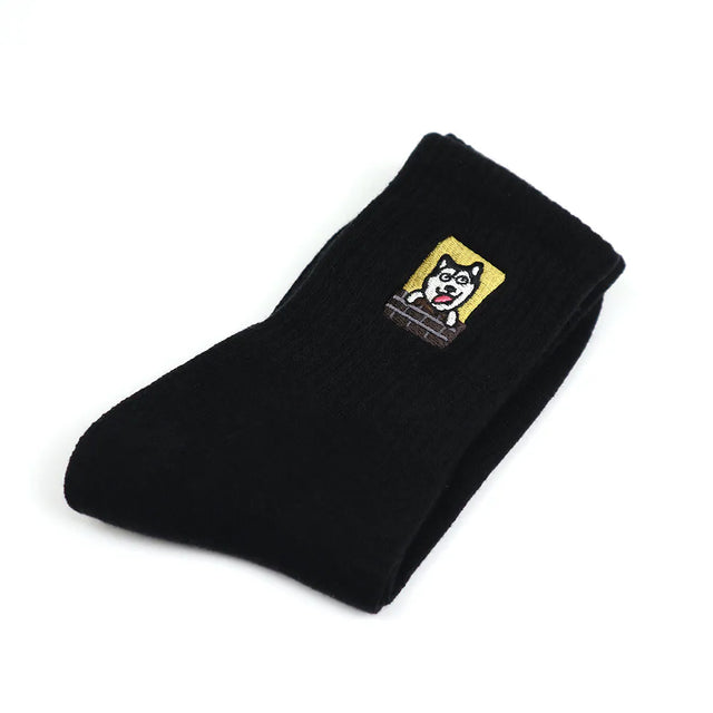 蠢萌狗 Stupid Cute Dog - 哈士奇 Husky - Made in Taiwan-socks-Navy Selected Shop