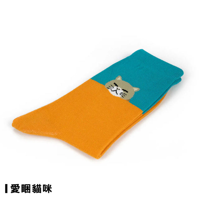 一半更可愛 Half Cuter - 愛睏貓咪 Sleepy Cat - Made in Taiwan-socks-Navy Selected Shop