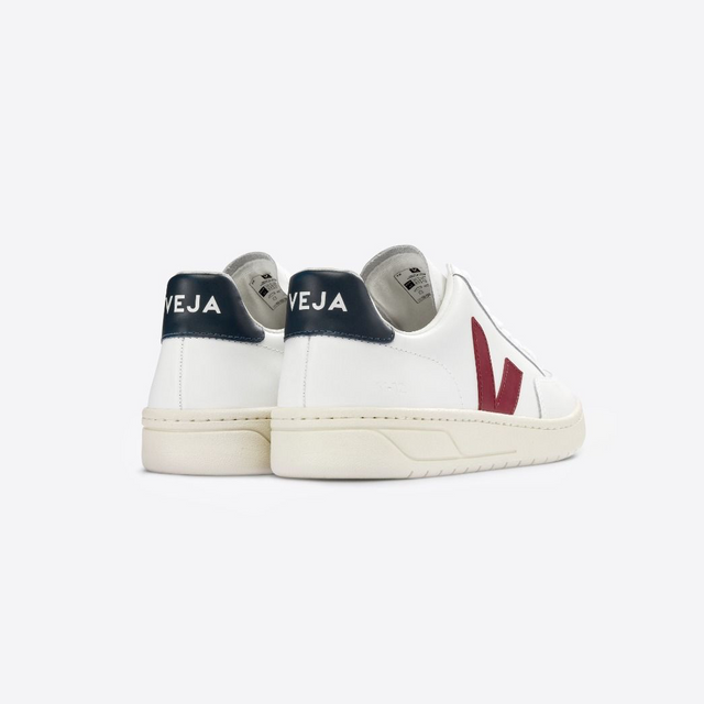 Veja V-12 Leather - White Marsala Nautico-Preorder Item-Navy Selected Shop