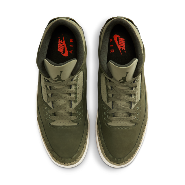 Nike Air Jordan 3 Retro - Medium Olive/Sequoia/Neutral Olive/Sail/Total Crimson-Preorder Item-Navy Selected Shop