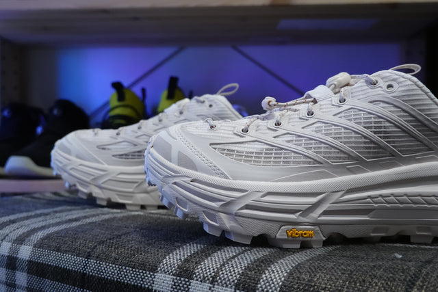 Hoka Mafate Three 2 Grid - Rose Cream/Stucco-Preorder Item-Navy Selected Shop