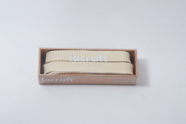 Lacraft Maison 奶油色棉質鞋帶 - Cream/Off White "Made in Japan"-Shoelaces-Navy Selected Shop