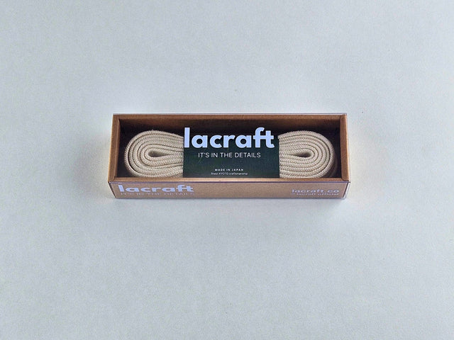 Lacraft 米白色雙層全棉鞋帶 - Creamy "Made in Japan"-Shoelaces-Navy Selected Shop