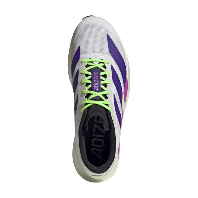 adidas Adizero Evo SL - Cloud White/Collegiate Purple/Lime Burst-Preorder Item-Navy Selected Shop