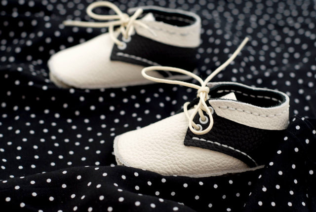 First Baby Shoes SUSU model - Black/White "Made in Poland"-Baby Shoes-Navy Selected Shop
