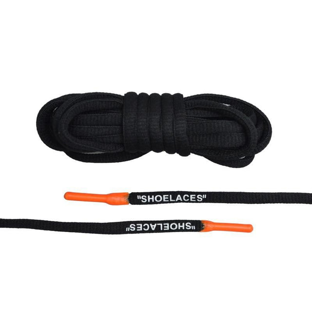 Aholic "Shoelaces" Wording Shoelaces (文字半圓鞋帶) - Black/Orange (黑橙)-Shoelaces-Navy Selected Shop