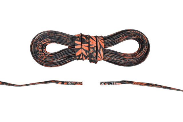 Aholic Hemp Pattern Shoelaces (大麻葉鞋帶) - Black/Orange (黑橙)-Shoelaces-Navy Selected Shop