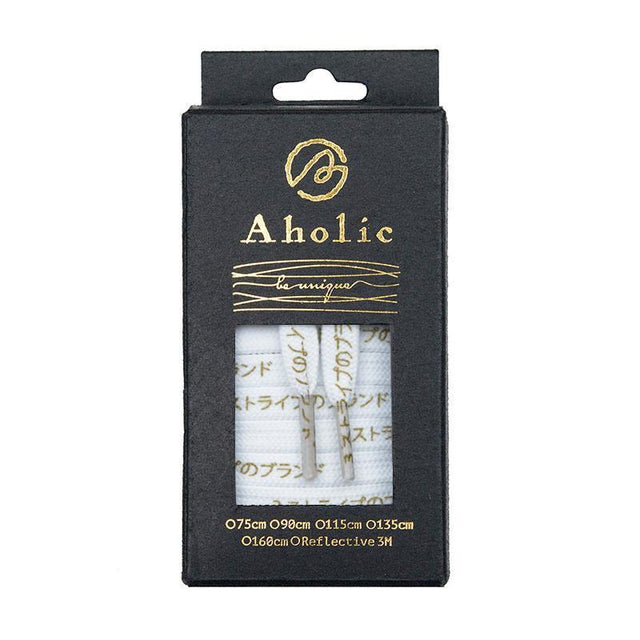 Aholic Japanese Word Shoelaces (三葉日字鞋帶) - White/Gold (白金)-Shoelaces-Navy Selected Shop