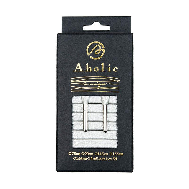 Aholic Venus Leather Shoelaces with Metal Tips (奢華皮革鞋帶) - Elegant Silver (優雅銀)-Shoelaces-Navy Selected Shop