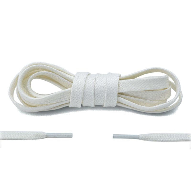 Aholic Waxed Flat Shoelaces (上蠟簡約扁帶) - White (白)-Shoelaces-Navy Selected Shop