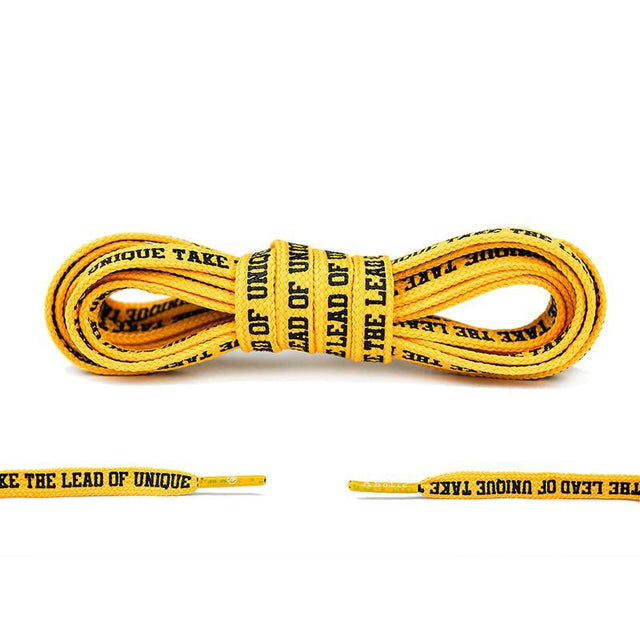 Aholic Be Unique Message Shoelaces (文字鞋帶) - Yellow (黃)-Shoelaces-Navy Selected Shop