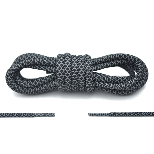Aholic 3m Reflective Round Shoelaces (3M反光圓鞋帶) - Black Serpentine (黑蛇紋)-Shoelaces-Navy Selected Shop
