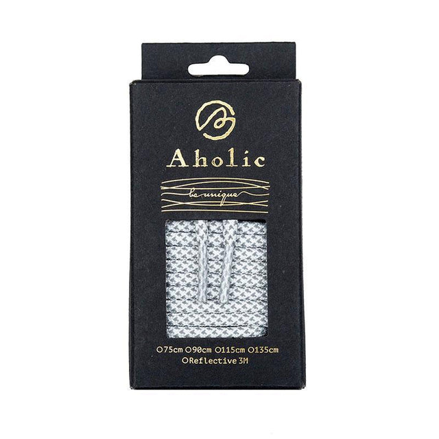 Aholic 3m Reflective Round Shoelaces (3M反光圓鞋帶) - White Chidori (白千鳥)-Shoelaces-Navy Selected Shop