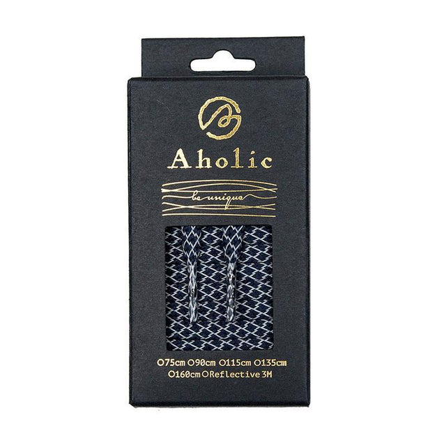 Aholic 3m Reflective Flat Shoelaces (3M反光扁鞋帶) - Navy Serpentine (海軍藍蛇紋)-Shoelaces-Navy Selected Shop