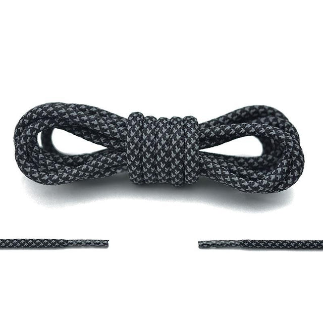 Aholic 3m Reflective Round Shoelaces (3M反光圓鞋帶) - Black Chidori (黑千鳥)-Shoelaces-Navy Selected Shop